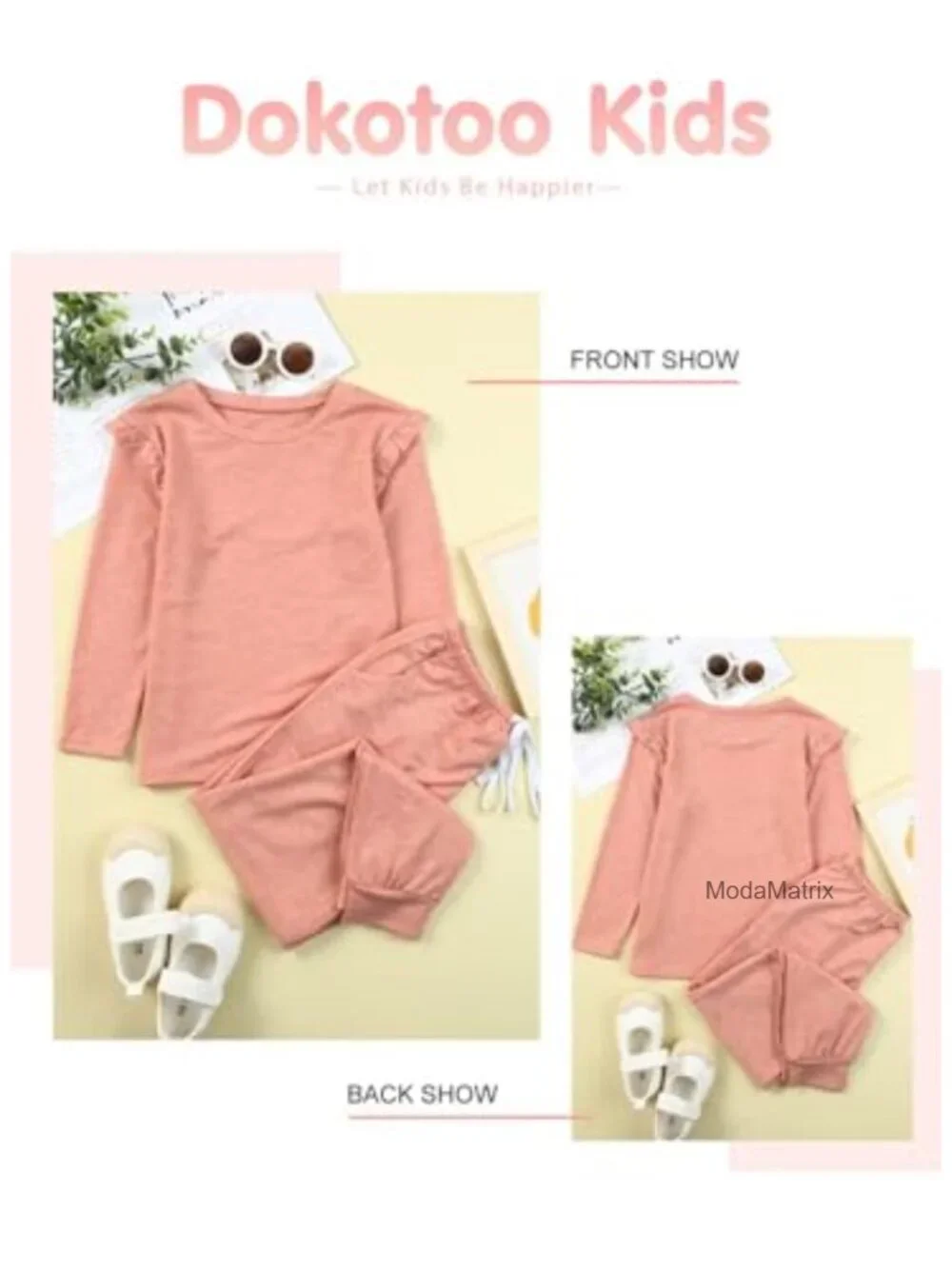 Tween Girls 2 Piece Outfit Ruffle Long Sleeve T Shirt and Casual Stretch